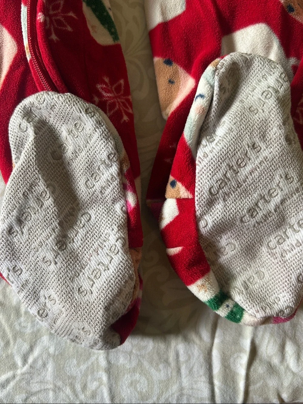 Carter's Red Holiday Fleece One-Piece Footed Pajamas with Mug & Bear Print